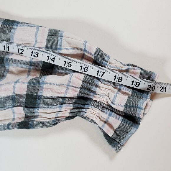 Madewell Women’s Lucie Smocked Mini Dress Small Lebaum Plaid 3/4 Sleeve Preppy - Picture 9 of 10